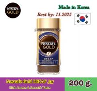 [Exp:11.2025] Nescafe Gold DECAF (Rich&amp;Smooth) 200g. กาแฟสำเร็จรูปที่สกัดกาแฟอีนออกชนิดฟรีซดรายจำนวน 1 ขวด