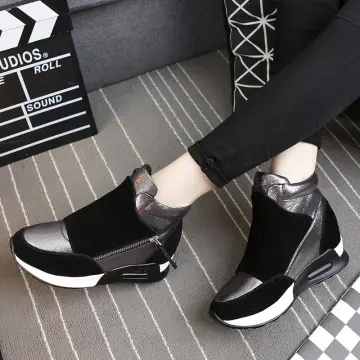 Women's Hidden Heel Wedge Lace Up Trainers High Top Ankle Boots Shoes  Sneakers | eBay