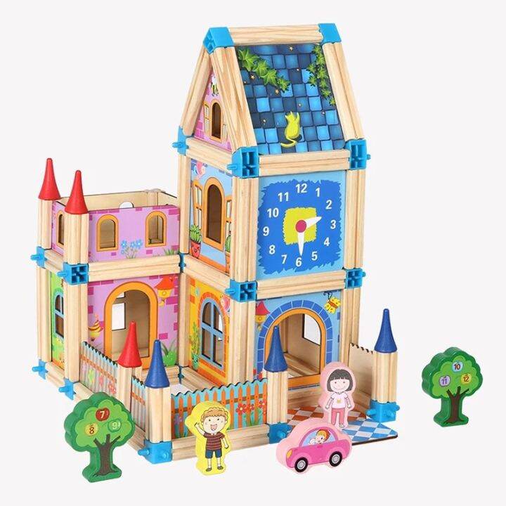 ตัวต่อไม้สร้างบ้านเสริมพัฒนาการ-128ชิ้น-master-of-architecture-building-blocks-wooden-toys-ตัวต่อไม้