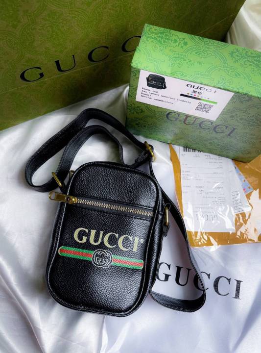 กระเป๋าgucci-print-messenger-bagกระเป๋าหนังแท้ซิปใช้ได้ทั้งสองช่อง-สะพายข้างงานพร้อมกล่องเขียวหนังpuอย่างดีซิปปั๊ม-งานสวยกุชชี่คือปังตลอดๆ