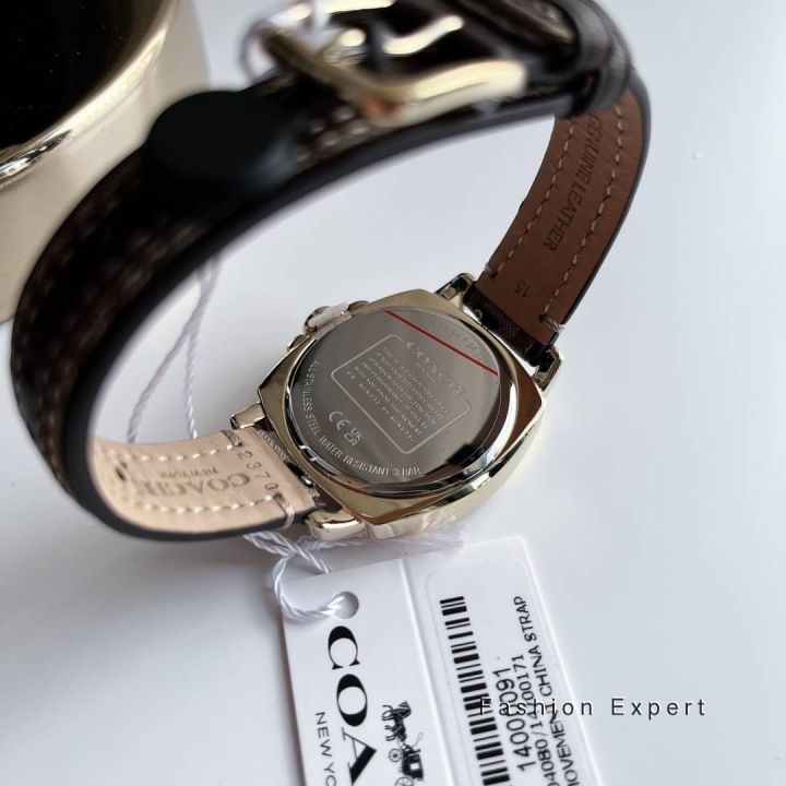 ของแท้100-14000091-นาฬิกาข้อมือสายหนังสีน้ำตาล-coach-womens-14503150-boyfriend-signature-brown-gold-tone-watch