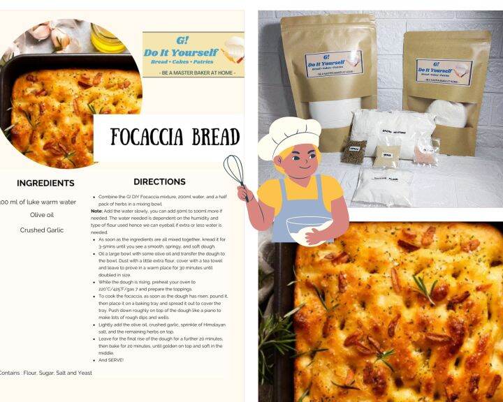 G! Do It Yourself Focaccia Bread Mix, DIY Bread Mix, Ready to Cook