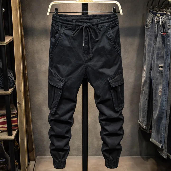 black multi pocket cargo pants