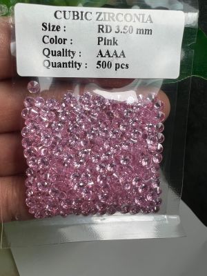 เพชร CZ พลอย เพชร รัสเซีย ทรงกลม 3.50 มม (500 เม็ด) สีชมพู BRILLIANT PINK ROSE DIAMOND  CUBIC ZIRCONIA CZ ROUND SHAPE