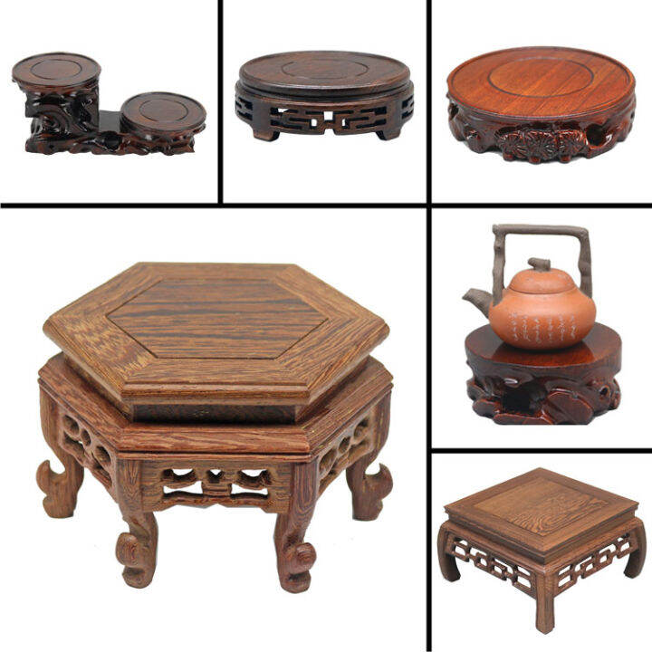 Solid Wood Teapot Base Tea Set Stand Teapot Stand round Kettle Mat
