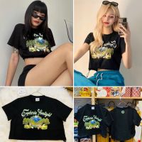 แท้?% ADLV X LISA GREENERY ARTWORK CROP TOP SHORT SLEEVE T-SHIRT BLACK