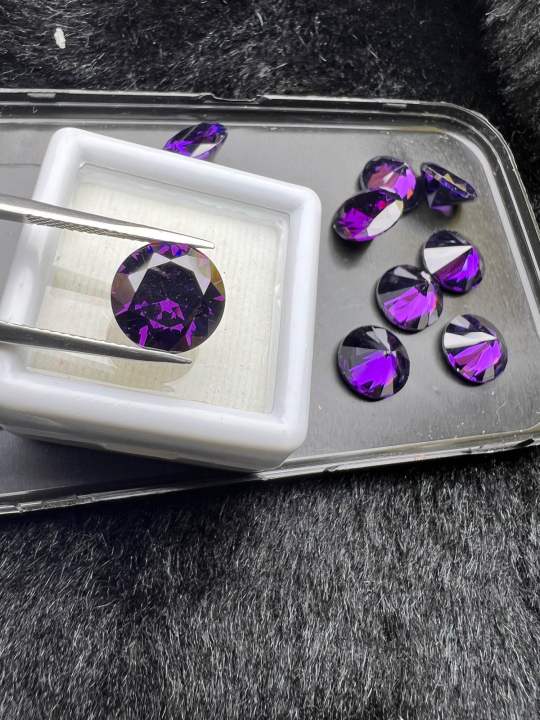 เพชร-cz-คิวบิกเซอร์โคเนีย-เพชรรัสเซีย-5-00-มิลลิเมตร-ทรงกลม-สีลาเวนเดอร์-สีม่วง-cz-synthetic-diamond-lavendor-amethyst-color-round-shape-5-00-mm-10-pcs-เม็ด