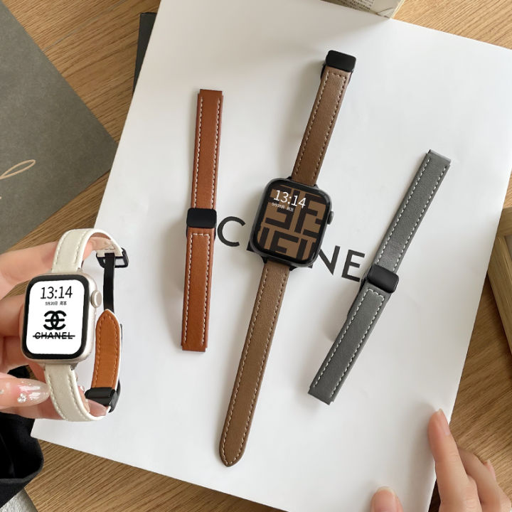 psnld-สายนาฬิกาเหมาะสำหรับ-apple-iwatch8-7-6-5-se2สายนาฬิกา-applewatch-สายนาฬิกาหนังพับได้หัวเข็มขัดแม่เหล็กสร้างสรรค์-watchse