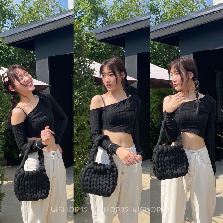 bs-กระเป๋า-jumbo-knit-bag-กระเป๋าถักเส้นยักษ์-ใหญ่น่ารักหนุบหนับ