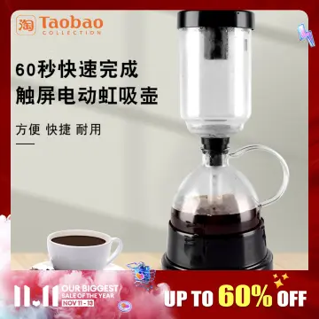 Japanese Style Siphon Coffee Maker Tea Siphon Pot Vacuum Coffeemaker Glass  Type Coffee Machine Filter 3Cups Rose Gold - Full Houser