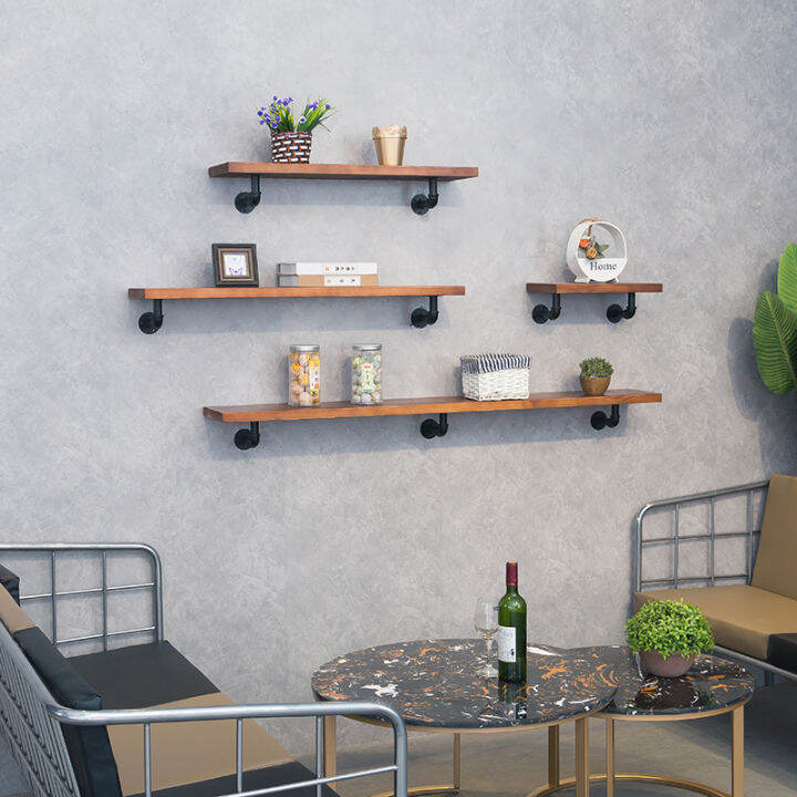 Wall Shelf Partition Wall Solid Wood Shelf Water Pipe Wall Wall Hanging