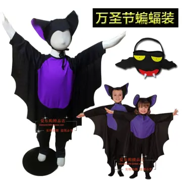 Halloween Bats Kids Witch Leggings Purple Black Pants Teen Cosplay