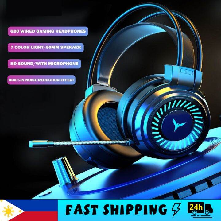 🍉【Philippine Delivery】G60 3.5mm Wired Headphones With Micro Luminous