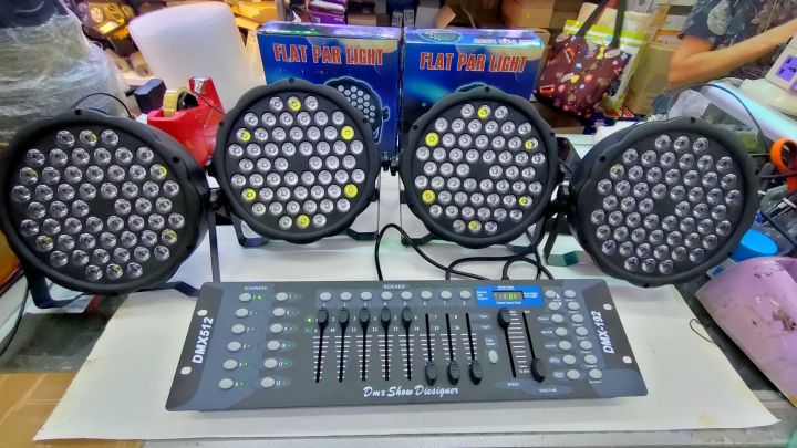 led-par54l-set4-dmx512-ชุดไฟพาร์54ดวง-3วัตrgbw-ตัวบางพาสติกพร้อมบอร์ดคอนโทรลdmx-ไฟเวที-ไฟเทค-ไฟติดตั้งผับ-แบบชุด