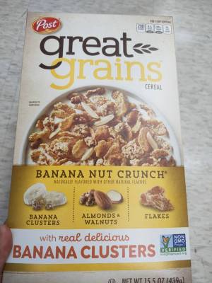 post Great Grains Banana Nut Crunch 739g.แผ่นข้าวสาลีอบกรอบ ผสมกล้วยและนัต 439 กรัม