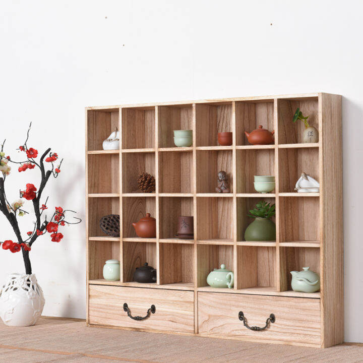 Antique Shelf Solid Wood Tea Tea Set Storage Decoration Tea Cup Holder Teapot Rack