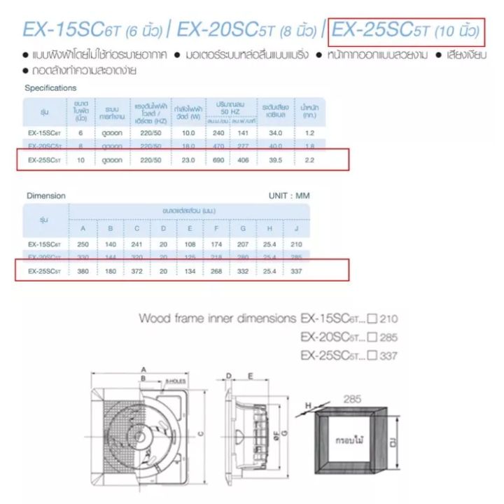 mitsubishi-พัดลมดูดอากาศ-พัดลมดูดอากาศฝังฝ้า-ไม่ต่อท่อ-10-นิ้ว-รุ่น-ex-25sc7t