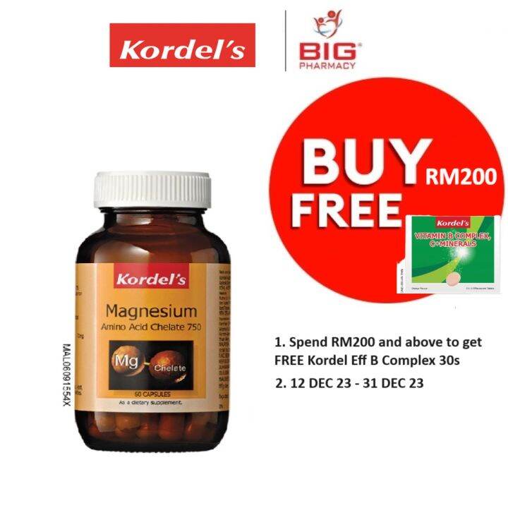 Kordel's Magnesium Amino Acid Chelate (750mg x 60's) Lazada