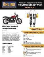 โช๊คหลัง OHLINS TR613 สำหรับ TRIUMPH STREET TWIN/STREET CUP ปี 2016 ขึ้นไป