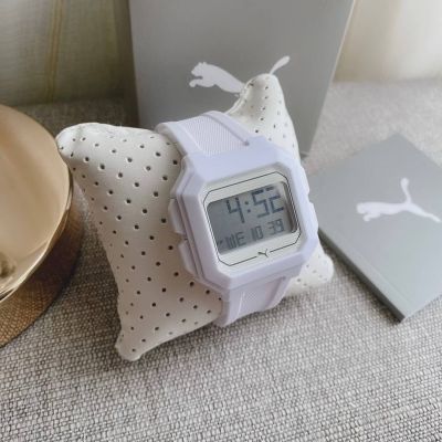 👑ของแท้100%👑 นาฬิกาข้อมือ สายยางสีขาว PUMA Remix LCD White Polyurethane Watch P5018