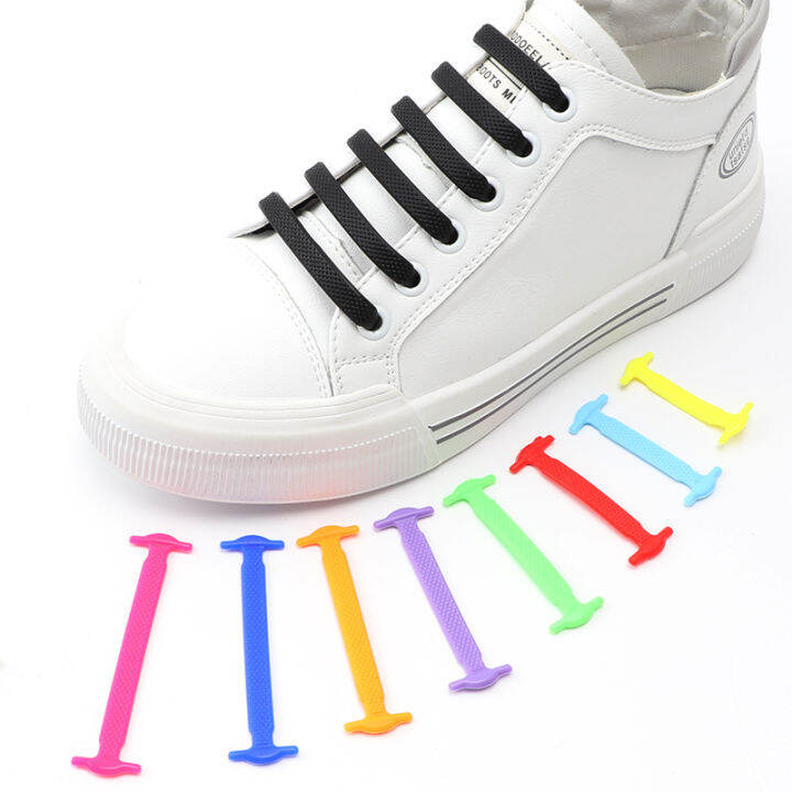 16 Pcs Silicone Shoe Laces Elastic No Tie Shoelaces For Sneakers Quick ...