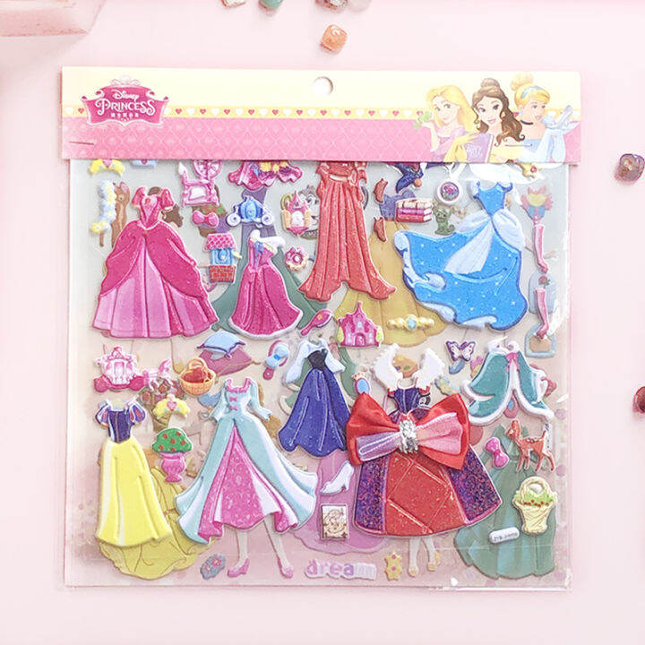 Large DoubleLayer Girls' Cartoon Princess Dressing Stickers Children's