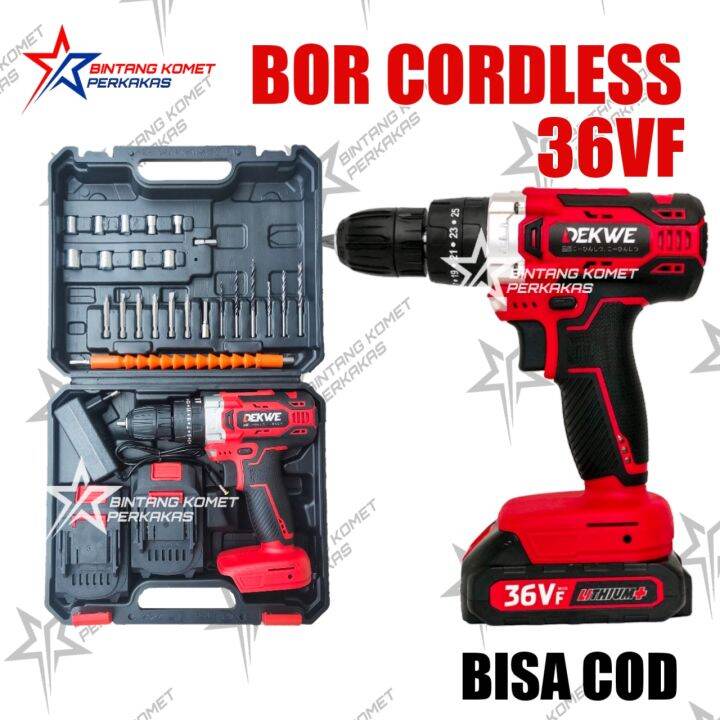 MESIN BOR BATERAI 36VF LENGKAP BOR CORDLESS DK36VF // BOR CORDLES JLD ...