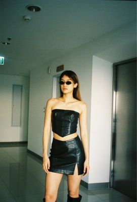 ชุดเซ็ตหนังสีดำ Me Myself &amp; the Leather Skirt Set