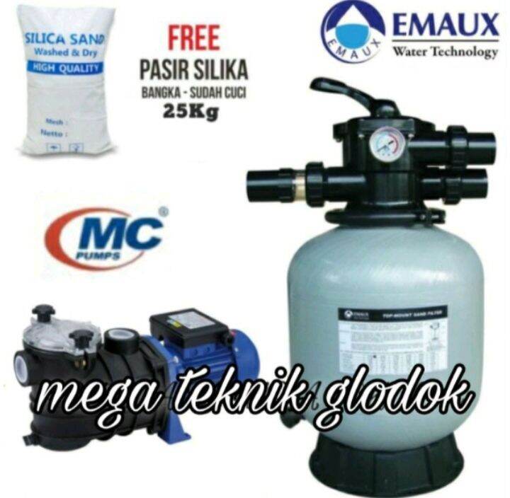 Paket Pompa kolam Renang 0.5hp 370watt 220V plus sand filter emaux 16in