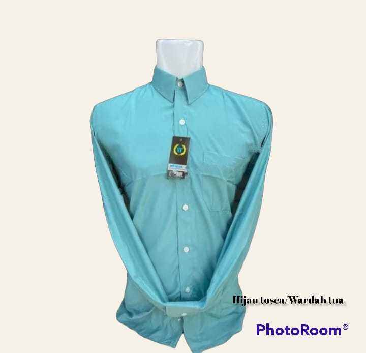 kemeja wendy pria warna hijau tosca/ Biru Wardah√kemeja formal polos