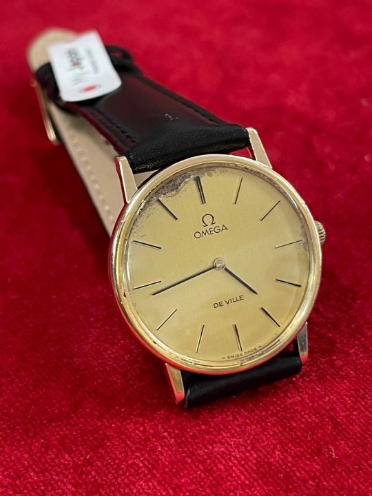 omega-de-ville-ระบบไขลาน-ตัวเรือนทองชุบ-นาฬิกาผู้ชาย-นาฬิกามือสองของแท้
