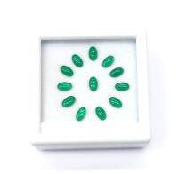 ขาย!!  อาเกตสีเขียว (โมรา) 5x3มม. เจียรหลังเบี้ย 12 ชิ้น ชุดหินแท้ Sale!! green agate (chalcedony) 5x3mm oval cabochon 12 pcs set real gemstone