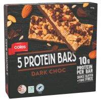 โคล โปรตีนบาร์รสดาร์กช็อกโกแลต ไม่มีกลูเตน Coles 5Protein Bars Dark Chocolate No Gluten 190g.