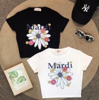 เสื้อครอปแขนสั้นสกรีนลายMardi มี 2 สี ดำ ขาว