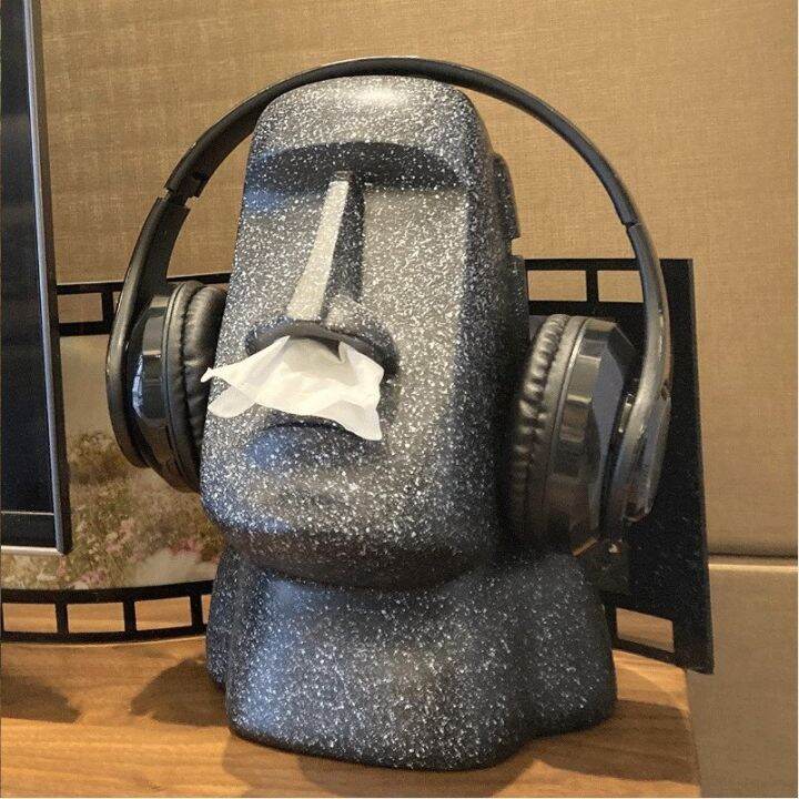 3D Easter Island Stone Portrait Dining Table Tissue Box Moai Living