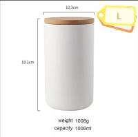 โถเซรามิค สีขาว 1000ml tea canister โถใส่เครื่องเทศ​ โถชา โถกาแฟ  ขวดใส่เครื่องปรุง​ กระปุกใส่ชา​ โถใส่กาแฟ​