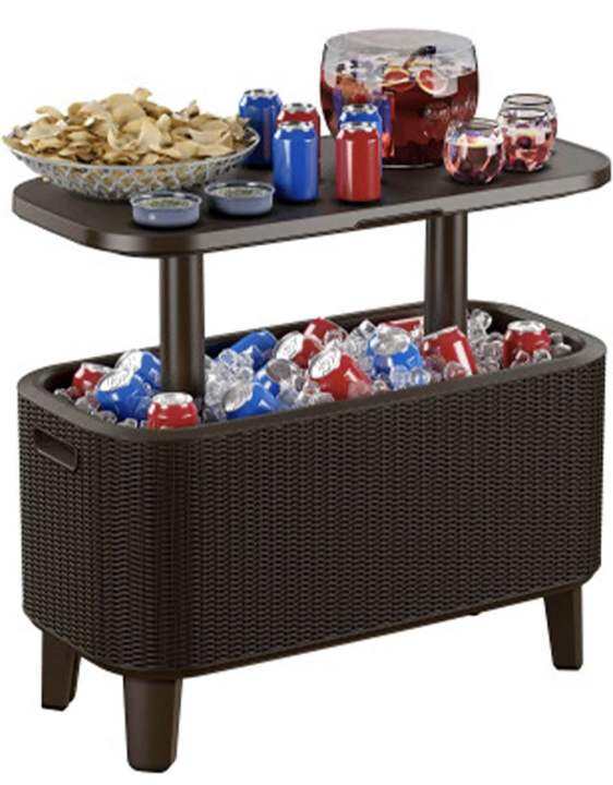 Keter Breeze Bar Indoor Outdoor 17 Gallon 2 in 1 Beverage and Snack
