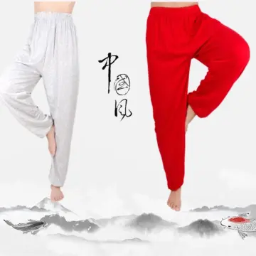 Plus Size 100%Cotton High Waist Women Harem Modal Dancing Trousers Loose  Overall Wide Women Sport Tai Chi P…