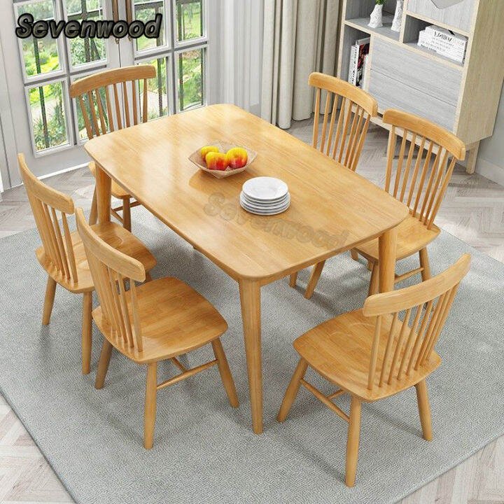 Sevenwood Dining table Nordic dining table set for 4 Solid wood table