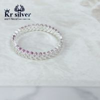 Kr silver | แหวนเงินแท้ งานฝังเพชร cz รอบวง ขนาดไซส์แหวน US: (6) (7) (8) (9)