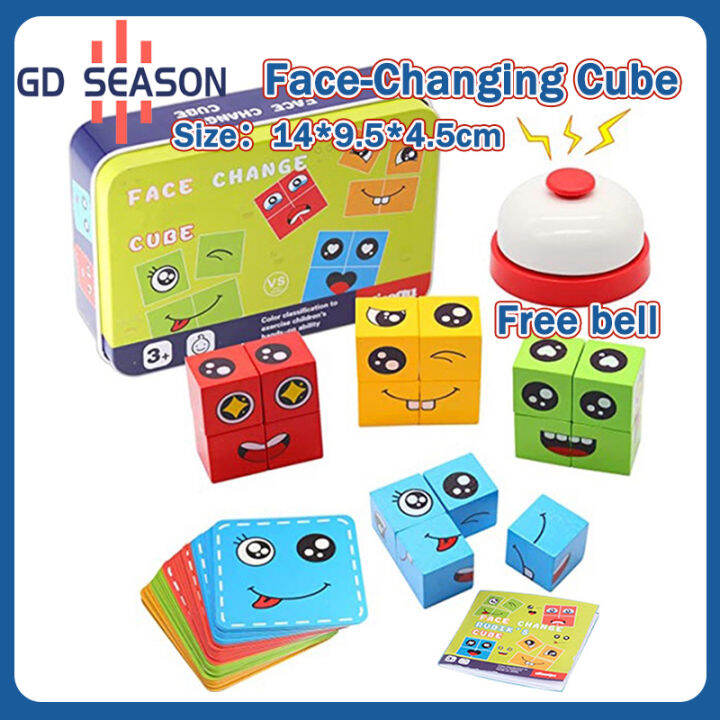 72pc Cards Wooden Face-Changing educational Magic Cube Building Blocks ...