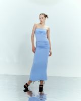 Piccoro - Lovable Strapless Dress powder blue เดรสเกาะอกผ้ายืด