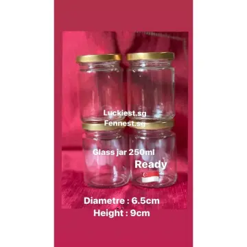 Encheng 6 oz Clear Hexagon Jars,Small Glass Jars With Lids(Red
