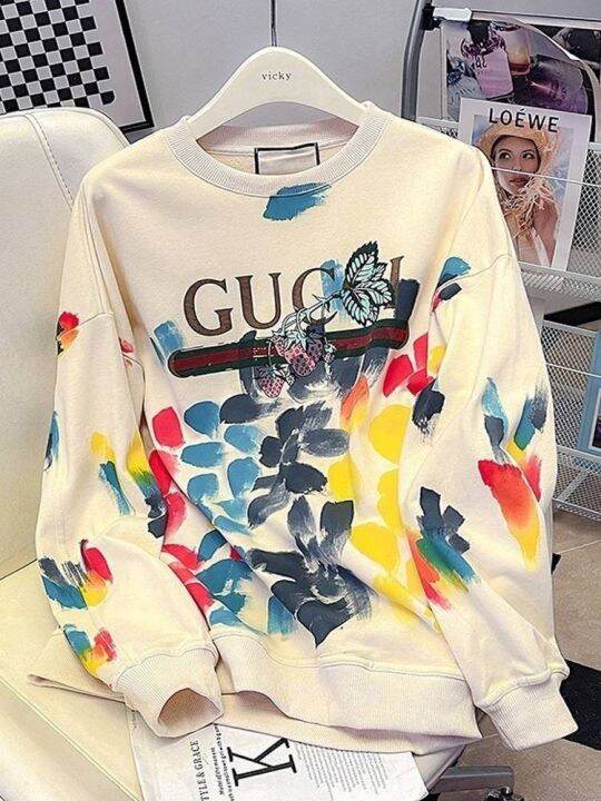 เสื้อแขนยาว-gucci-งานสกรีน-ลายเพ้นท์-ผ้าสำลี-cotton-ผสมเกล็ดปลา-อกถึง-42-มอบเป็นของขวัญ-ให้ทุกคน-ถูกใจแน่นอนคะ