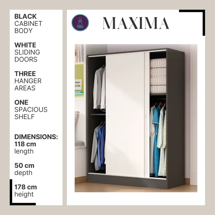 MAXIMA 118 CM Sliding 2 Double Door Wardrobe Closet 120 X 50 X
