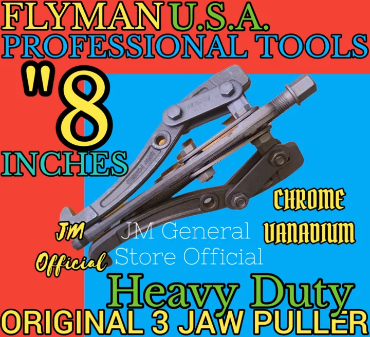 3 Jaw Gear Puller ORIGINAL FLYMAN U.S.A."8 INCHES (3 Jaw Puller "") HEAVY DUTY 3 JAW GEAR PULLER