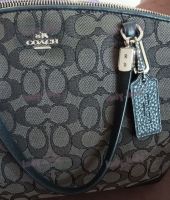 Coach Small Kelsey Satchel in Signature with Leather Trim (Silver/Black Smoke/Black)