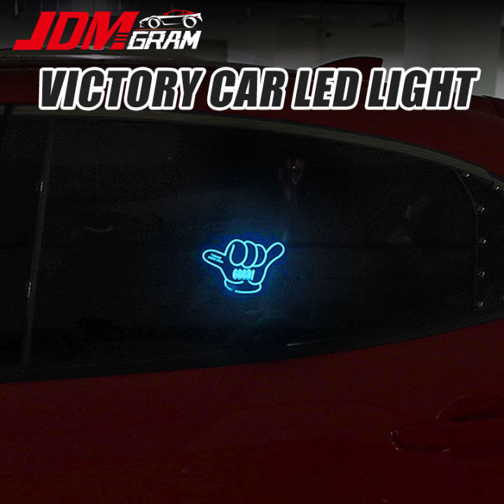 Swing Hand Pop Car LED Light Window Sticker JDM Auto Flashing Night Light  Glow Windshield Sticker Decorate Glow Panel Automobile Accessories