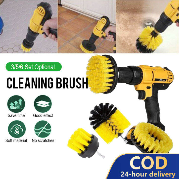 Electric Drill Brush Kit Plastic Round Cleaning Brush For Carpet Glass