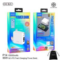 แถมฟรี ถุงใส่ Powerbank มีปลั้กในตัว 15000mAh OUKU-P14 มีสายในตัว พาวเวอร์แบงค์ชาร์จเร็ว Fast Charge PD20W QC3.0 22.5W